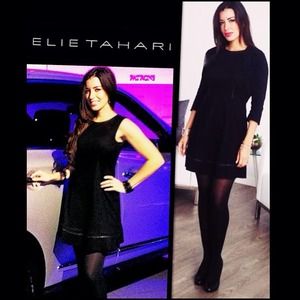 Elie Tahari Callie Leather-Trim Dress