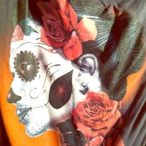 Off the shoulder sugar skull shirt