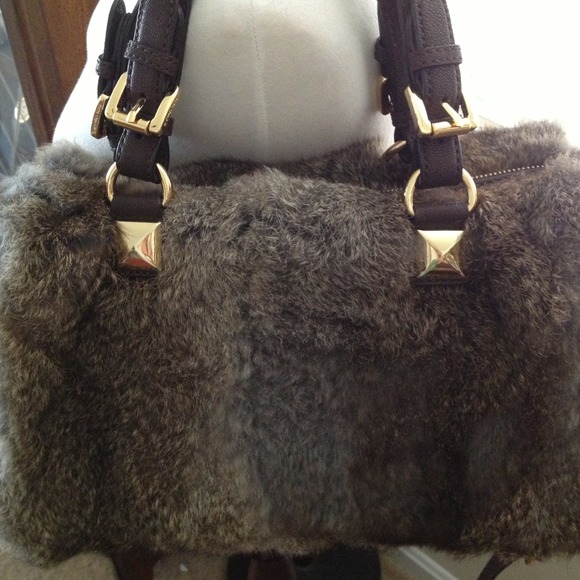 "SOLD" Auth Michael Kors Brown Rabbit Fur Bag - Picture 2 of 4