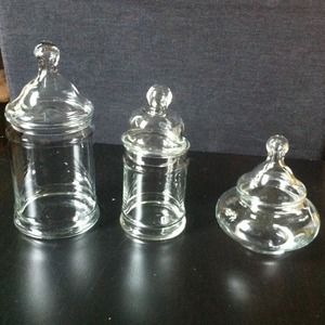 Vintage 3 glass Apothecary jars - Used