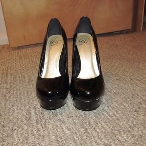 Black patent leather heels