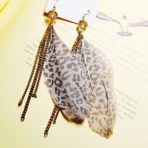 Leopard Feather Dangle Earrings