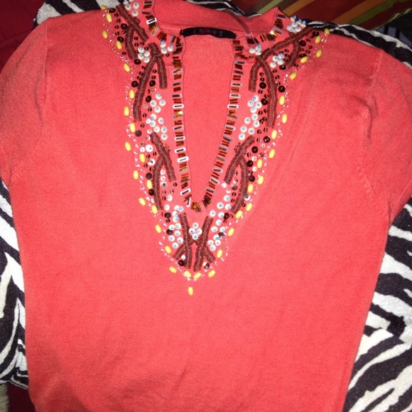Beaded Coral Top