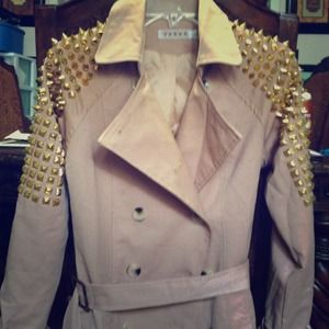 Tan Jacket with Gold Shoulder Spikes