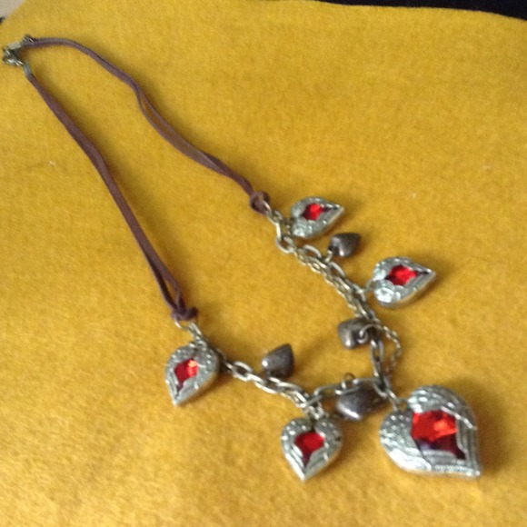 Antique gold wing heart necklace