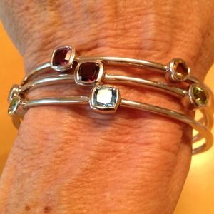 Sterling bangles with semiprecious stones