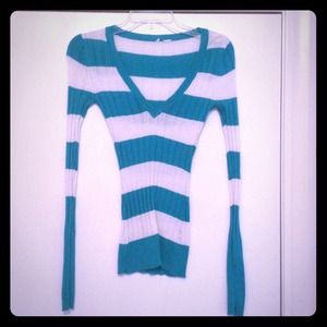 Teal and off white shirt