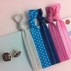 Frosted Polka Dot Hair Ties w/ Stud Earrings