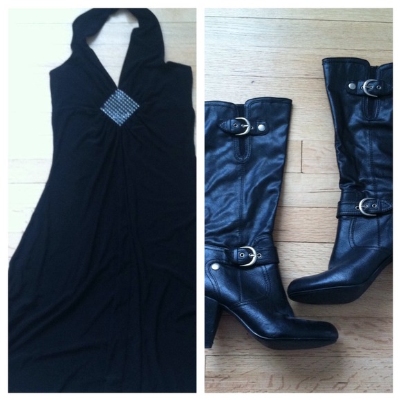 Black Faux Leather heels