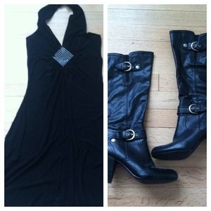 Black Faux Leather heels