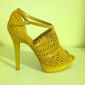 Suede tan platform heel