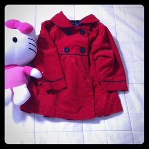 SOLD- bundle-London style red peacoat for toddler