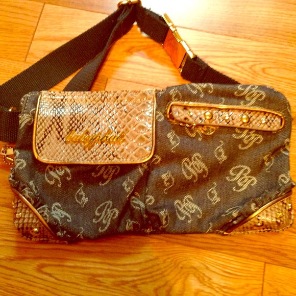 Baby phat purse. Jean and snake skin