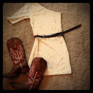 Ivory Lace One Shoulder Dress