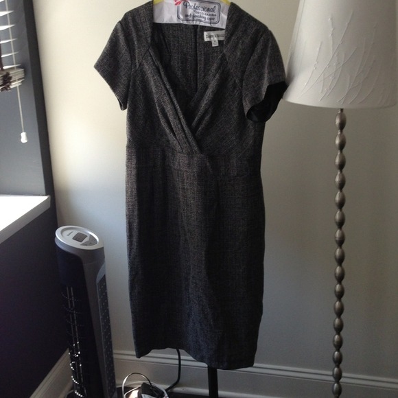 Gray tweed like work dress