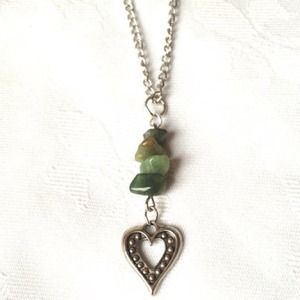 Silver Plated Semi Precious Stones Heart Necklace