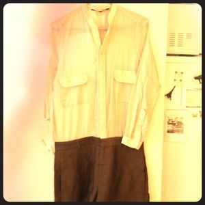 Zara shorts-top combo: brown linen shorts & top!!!