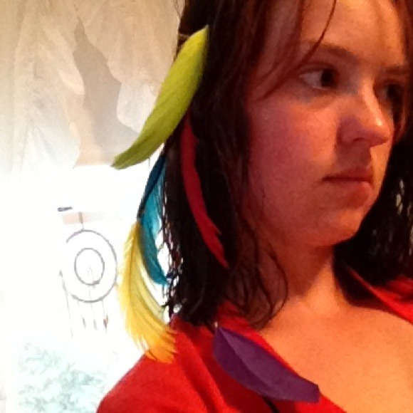 Colorful feathered clip-in hair accessory