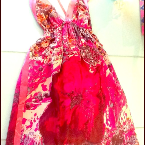 ******SOLD****Open Back Satin Trimmed Summer Dress