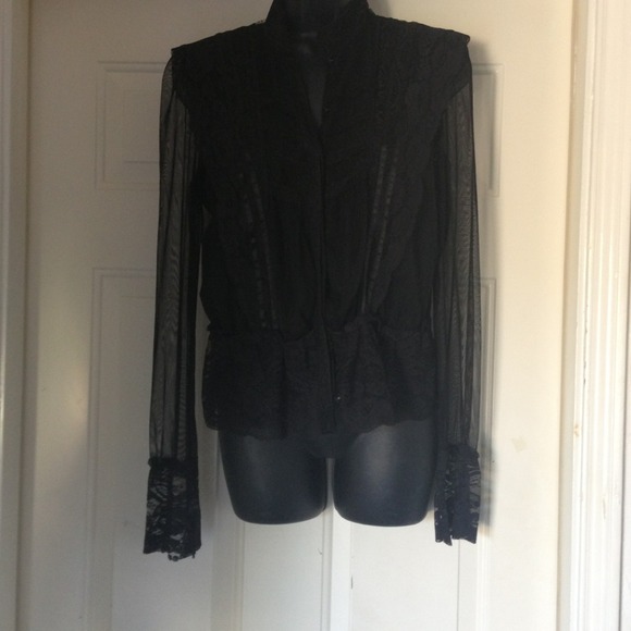 I.N.C Tops - Black Lace Sheer Blouse