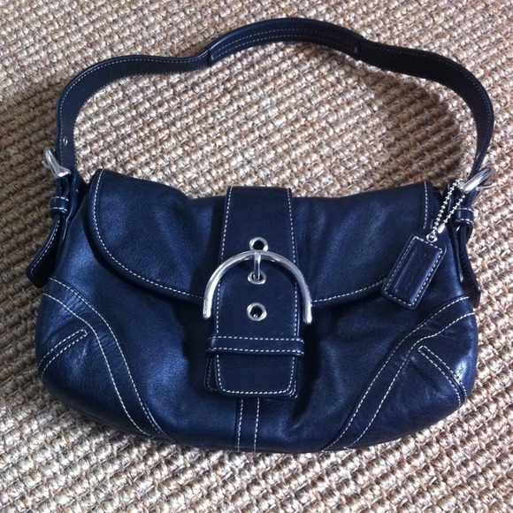 Coach black leather baguette