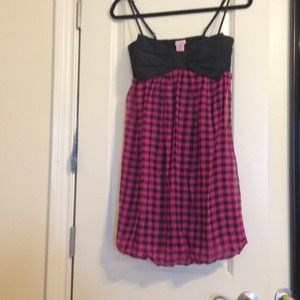 Black/Pink Plaid Bow Dress