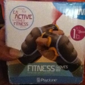 1lb. Hand weights and 3 resistance bands.