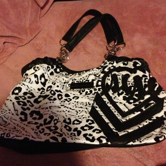 Black and white metal mulisha purse