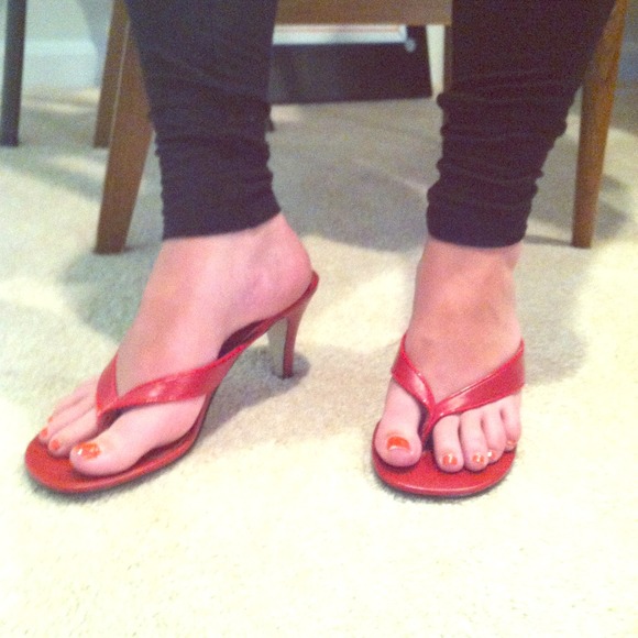 Red kitten heel sandal