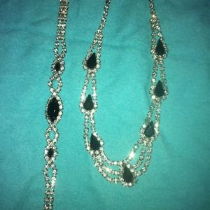 Bling with Black Necklace and Bracelet