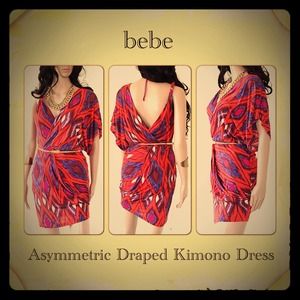 bebe Asymmetric Draped Kimono Dress