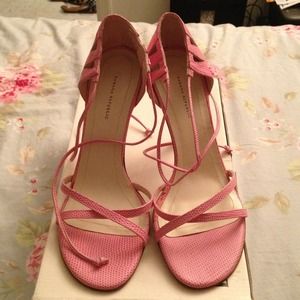 Pink leather open toe heels Pink leather open toe heels