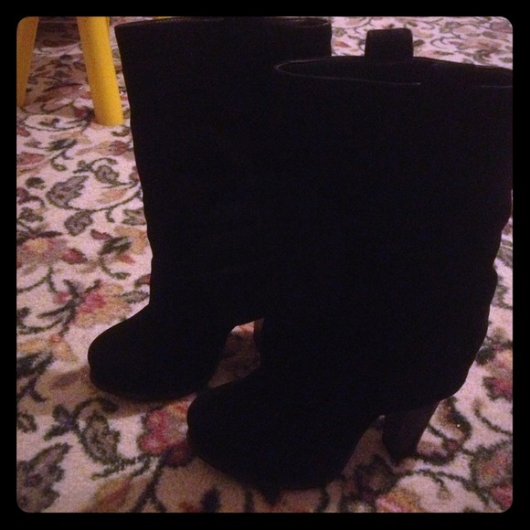 Black heel covered boots