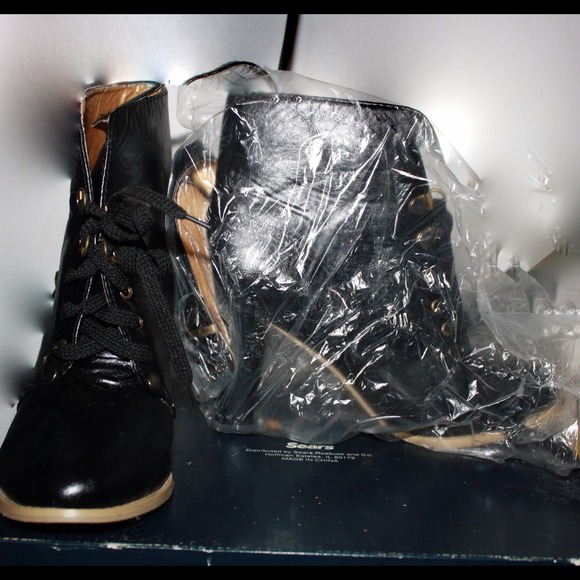 Leather Black Booties (Brand New) NWOT