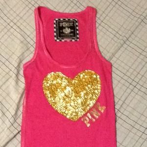 ^*SOLD*^ Frm $25 Vs Pink gold sequin hearted  tank