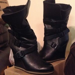 Black leather boots new condition