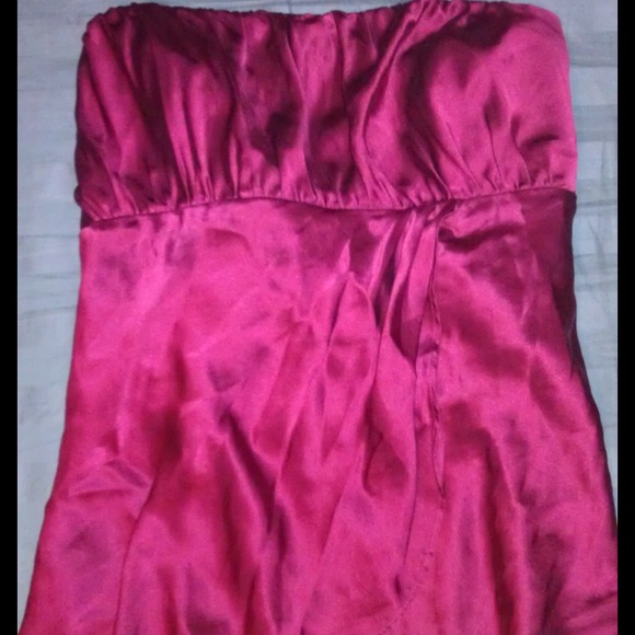 Red satin tube top