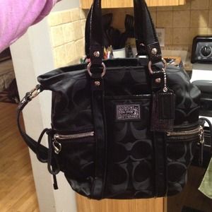 Black Coach Tote with handles & a strap!