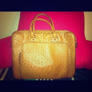 Aldo ostrich leather brown bag.