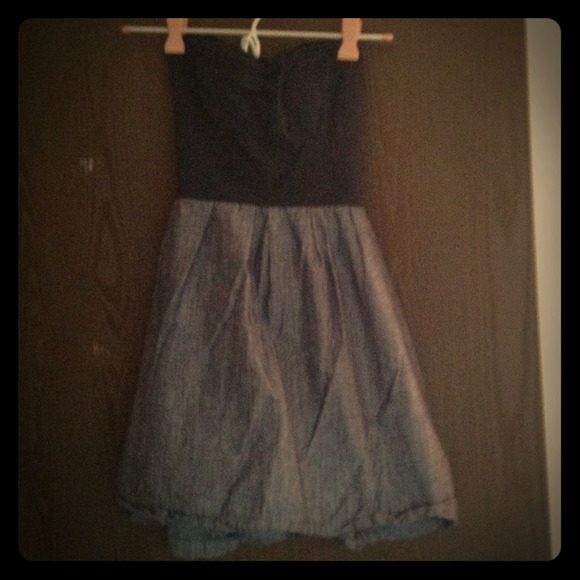 Strapless navy and gray dress
