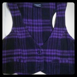 Purple and black plaid vest.
