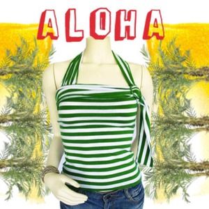 Kelly Green Striped Halter Tube Top