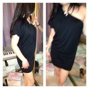 Sexy black one shoulder dress