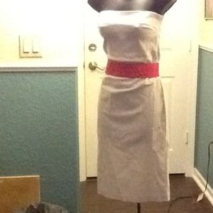 Fitted white strapless dress