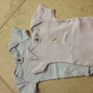 Set of 2 Petit Bateau designer onesies