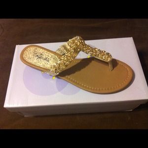 Gold jeweled sandals