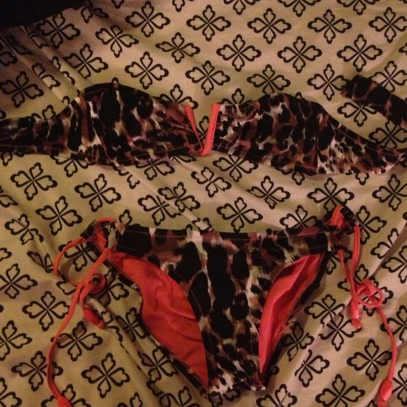 Peach leopard print bathing suit