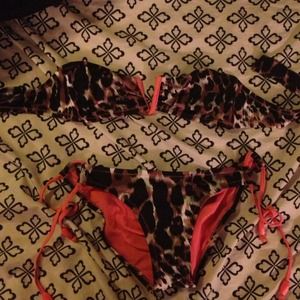 Peach leopard print bathing suit