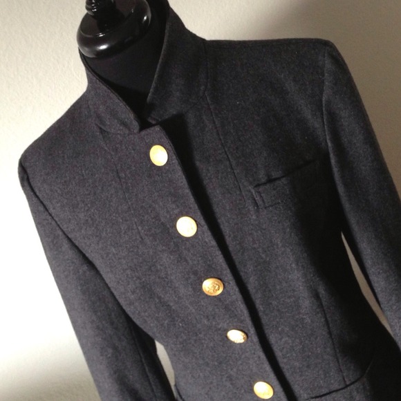 Pendleton Military Style Blazer Gray wool w gold