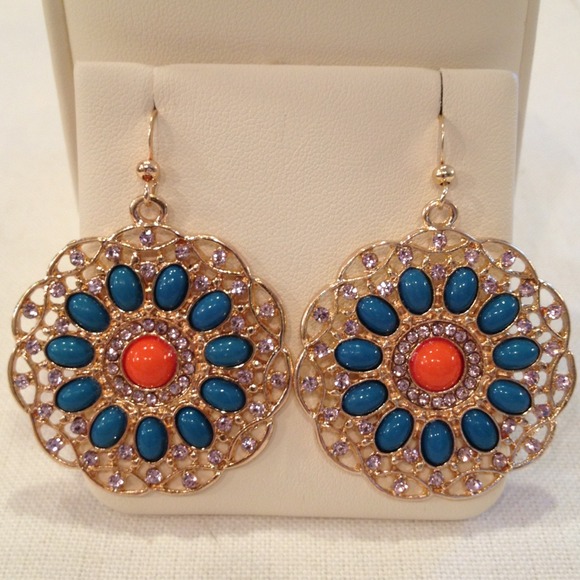 SOLD Stone disk earrings